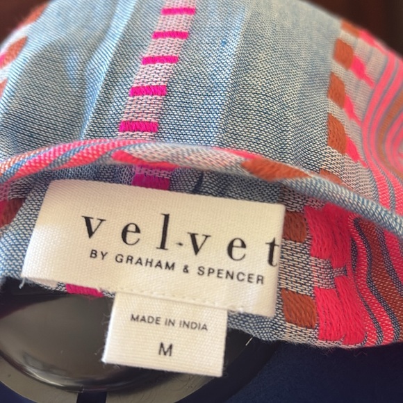 Velvet by Graham & Spencer Isla blue and pink boho peasant top. - Picture 10 of 12